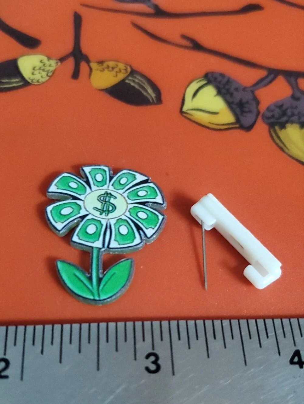 Green Money Flower Acrylic Pin